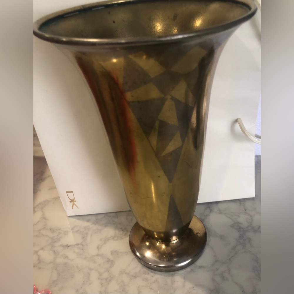 French Art Deco Mixed Metal Vase by Jacques Douau,